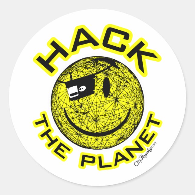 Sticker Rond Hack the Planet (Devant)