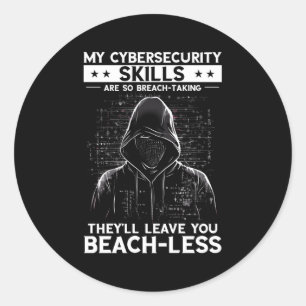 Sticker Rond Hacker Blanc Pour Le Cyber-Guerrier Et Hacker Éthi