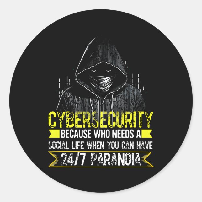 Sticker Rond Hacker Blanc Pour Le Cyber-Guerrier Et Hacker Éthi (Devant)