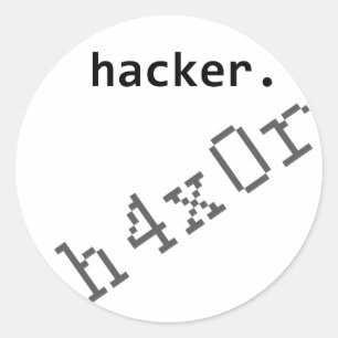 Sticker Rond Hacker h4x0r