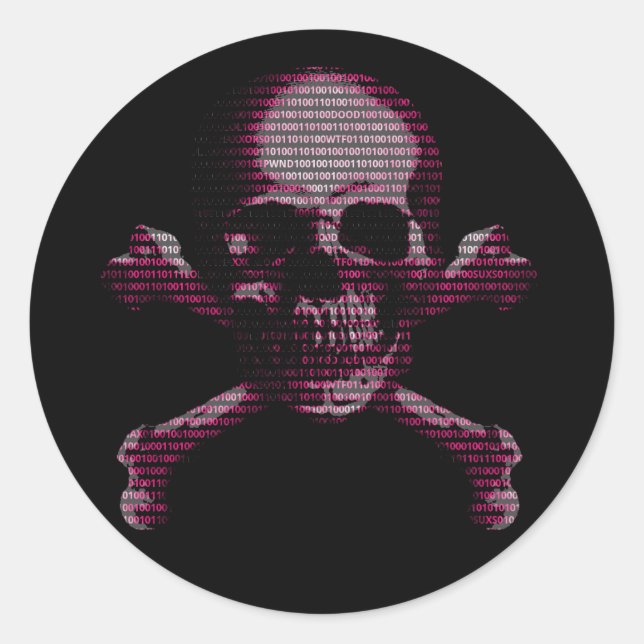 Sticker Rond Hacker Sket Crossbones (Devant)