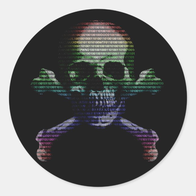 Sticker Rond Hacker Sket Crossbones (Devant)