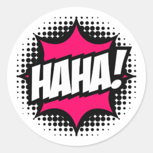 Sticker Rond HAHA ! Style de bande dessinée