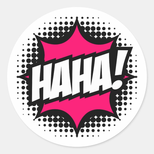 Sticker Rond HAHA ! Style de bande dessinée (Devant)