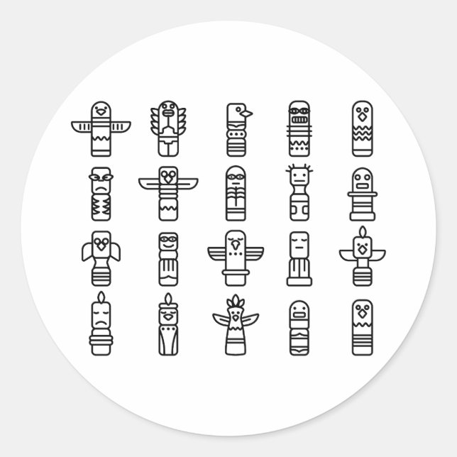 Sticker Rond Haida Animaux Autochtones Indiens Haïda Autochtone (Devant)