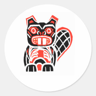 STICKER ROND HAIDA BEAVER