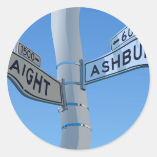 Sticker Rond Haight Ashbury Warp