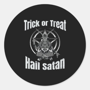 Sticker Rond Hail Satan Pentagram Goat Halloween