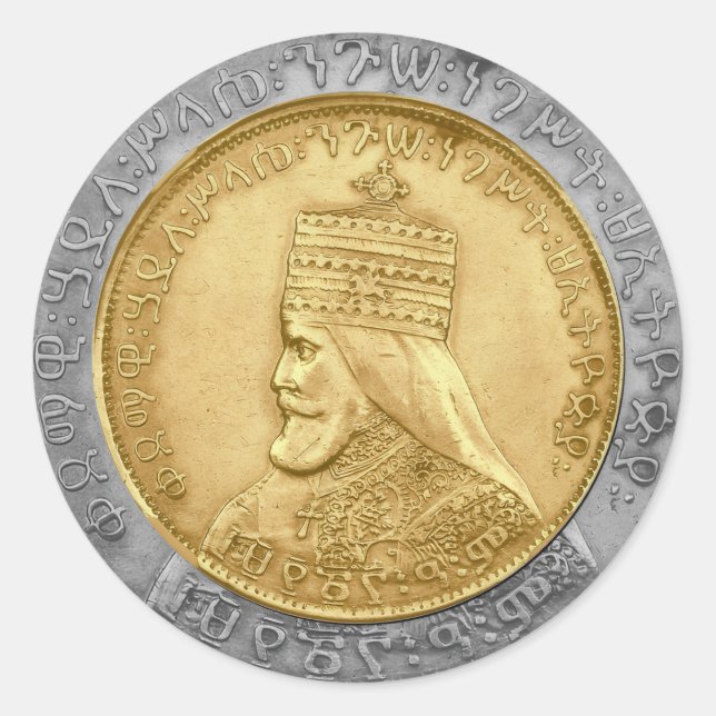 Sticker Rond Haile Selassie I HIM Jah Rastafari Rasta Jah Bless (Devant)