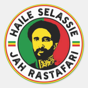 Sticker Rond Haile Selassie Jah Rasta Africa Roots