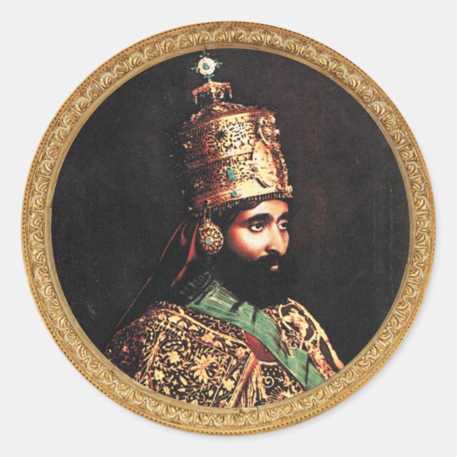 Sticker Rond Haile Selassie Jah Rastafari Royal Roots (Devant)