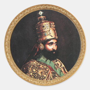 Sticker Rond Haile Selassie Jah Rastafari Royal Roots