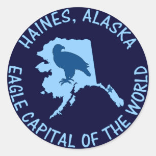Sticker Rond Haines, capitale mondiale de l'aigle de l'Alaska