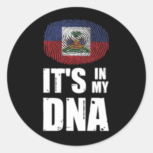 Sticker Rond Haïti C'est dans mon ADN empreintes digitales Drap