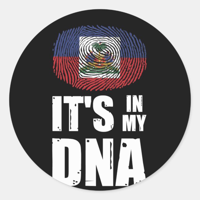 Sticker Rond Haïti C'est dans mon ADN La fierté haïtienne empre (Devant)