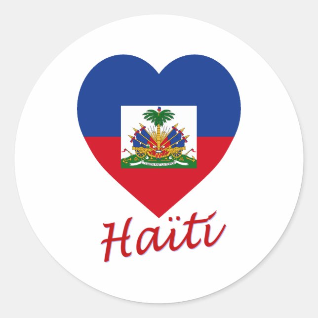Sticker Rond Haïti Coeur du drapeau (Devant)
