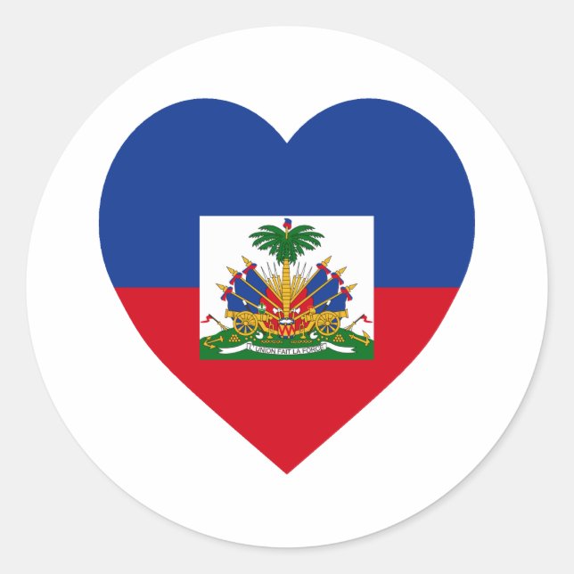 Sticker Rond Haïti Coeur du drapeau (Devant)