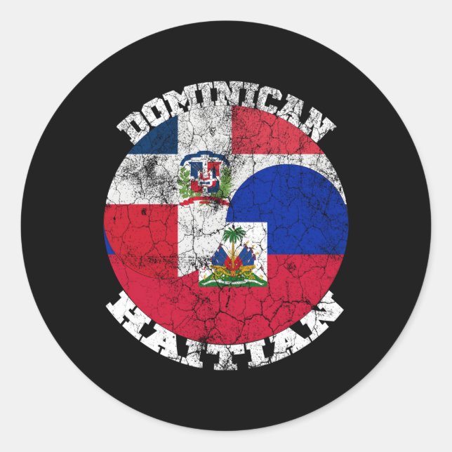 Sticker Rond Haïti Et Drapeau Dominicain Demi Haïtien Semi Domi (Devant)