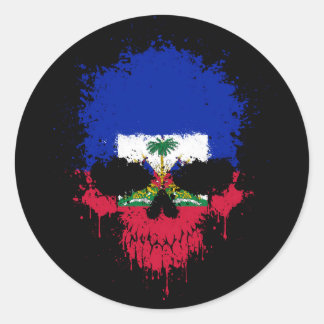 Sticker Rond Haïti goutte le crâne de goutte