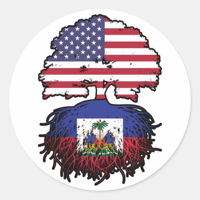 Sticker Rond Haïti Haïti Amérique États-Unis Drapeau des racine (Devant)