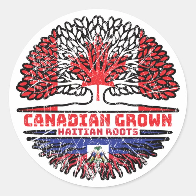 Sticker Rond Haïti Haïti Haïti Canada drapeau des racines de l' (Devant)