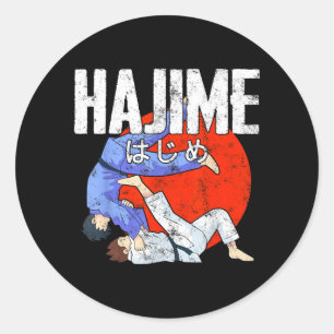Sticker Rond Hajime Judo Sportif Amusant Arts Martiaux Japonais
