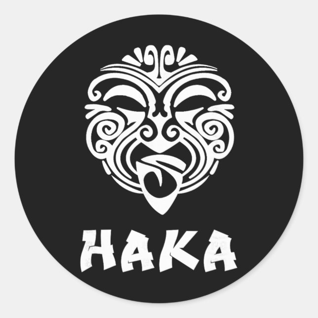 Sticker Rond Haka New Zealand Rugby Fans Maori Haka Dance  (Devant)