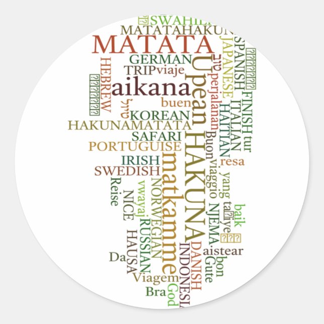 Sticker Rond Hakuna Matata Global Word Cloud Art (Devant)