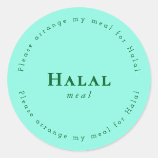 Sticker Rond Halal meal Request Sticker, Light Green