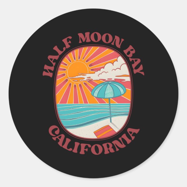 Sticker Rond Half Moon Bay Californie Ca (Devant)