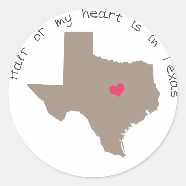 Sticker Rond Half My Heart est au Texas (Devant)