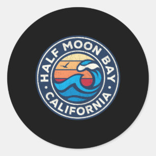 Sticker Rond Halle Moon Bay California Ca Nautical Waves