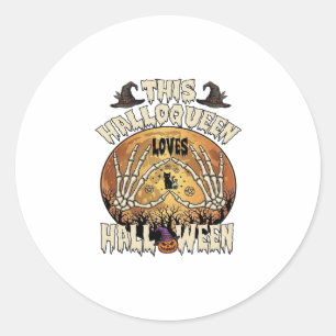Sticker Rond Halloqueen aime les mains de squelette d'Halloween