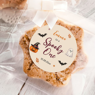 Sticker Rond Halloween 1st Birthday Girls Ghost