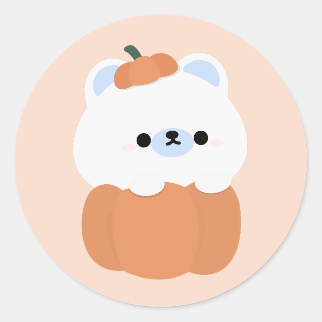 Sticker Rond Halloween à l'ours polaire mignon (Devant)