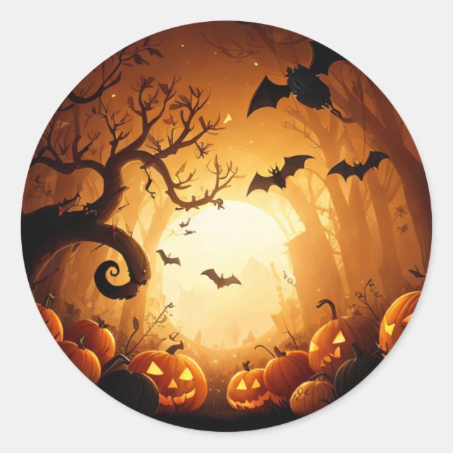 Sticker Rond Halloween/automne/automne/automne/Citrouille (Devant)