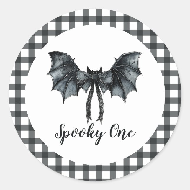 Sticker Rond Halloween Bat Bow Éffrayant Un 1er anniversaire (Devant)