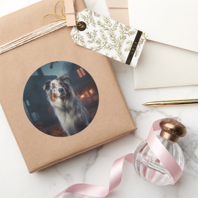 Sticker Rond Halloween, berger australien (Cadeaux)