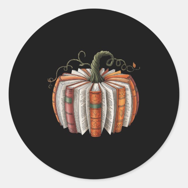 Sticker Rond Halloween Bibliothèques enseignants Automne Livre  (Devant)