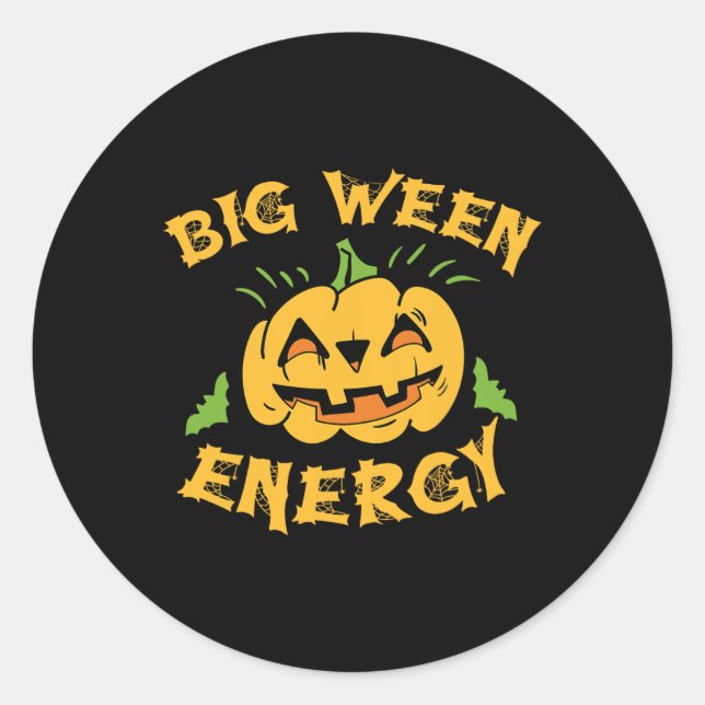 Sticker Rond Halloween Big Ween Costume Citrouille Amour Octobr (Devant)