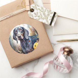 Sticker Rond Halloween Bluetick Coonhound avec la peur Citrouil