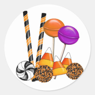 Sticker Rond Halloween bonbon Trick Ou Traiter Lollipop bonbon 