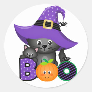 Sticker Rond Halloween Boo