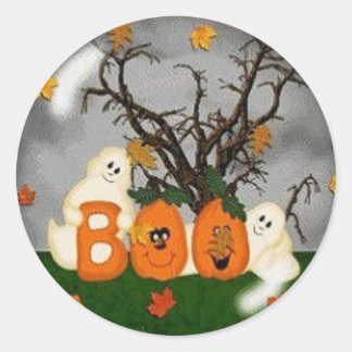 Sticker Rond Halloween Boo