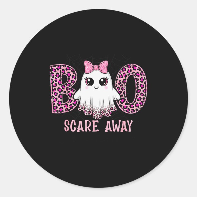 Sticker Rond Halloween Boo E Away Breast Cancer Awareness Cute  (Devant)