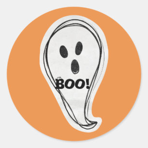 Sticker Rond Halloween Boo Ghost