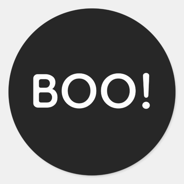 Sticker Rond Halloween BOO ! Sac cadeau de typographie simple (Devant)