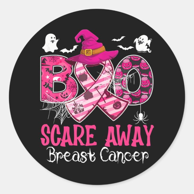 Sticker Rond Halloween Boo S'Effraie Du Cancer Du Sein (Devant)