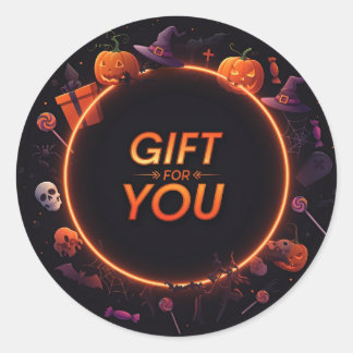 Sticker Rond Halloween "Cadeau pour toi"