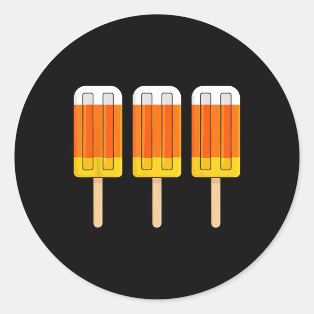 Sticker Rond Halloween Candy Corn Fun Glace Crème Popsicles (Devant)